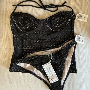 Shoshanna Swimwear Black Lace Bikini Set, NEW with Tag, Vintage, Size S, M
